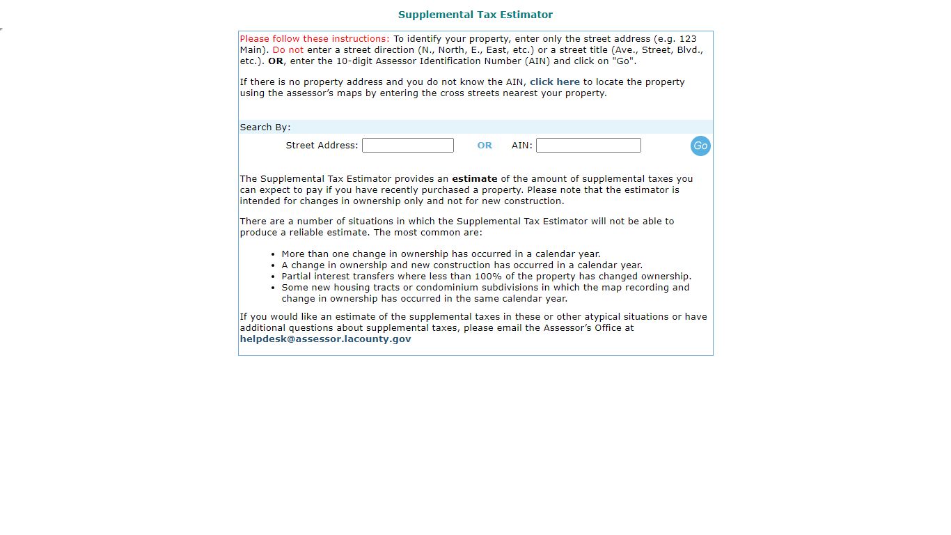 Supplemental Tax Estimator - Los Angeles County, California